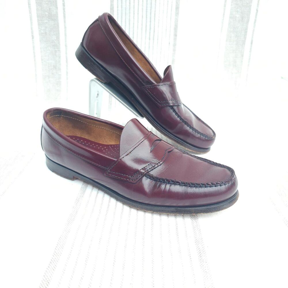 GH Bass Weejuns Shoes Mens 10 B Burgundy Leather Penny Loafers Dress